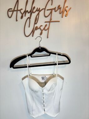Princess Polly White Bustier Corset Top with Front Buttons